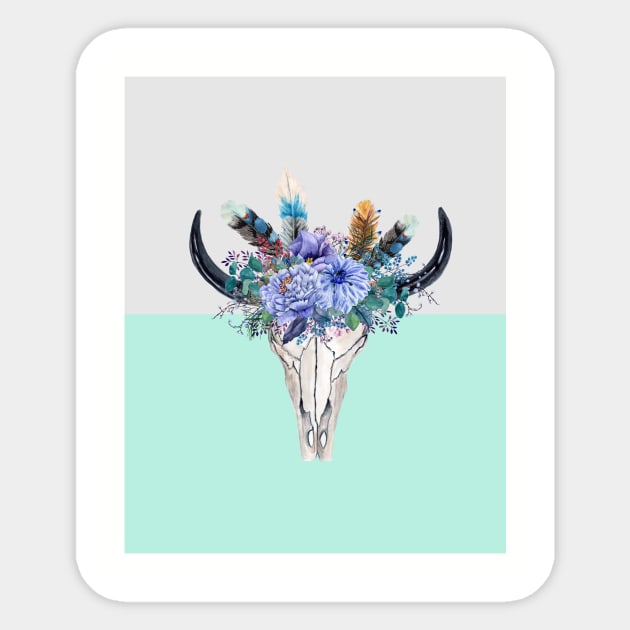 Boho Flower Skull Sticker by She Gets Creative